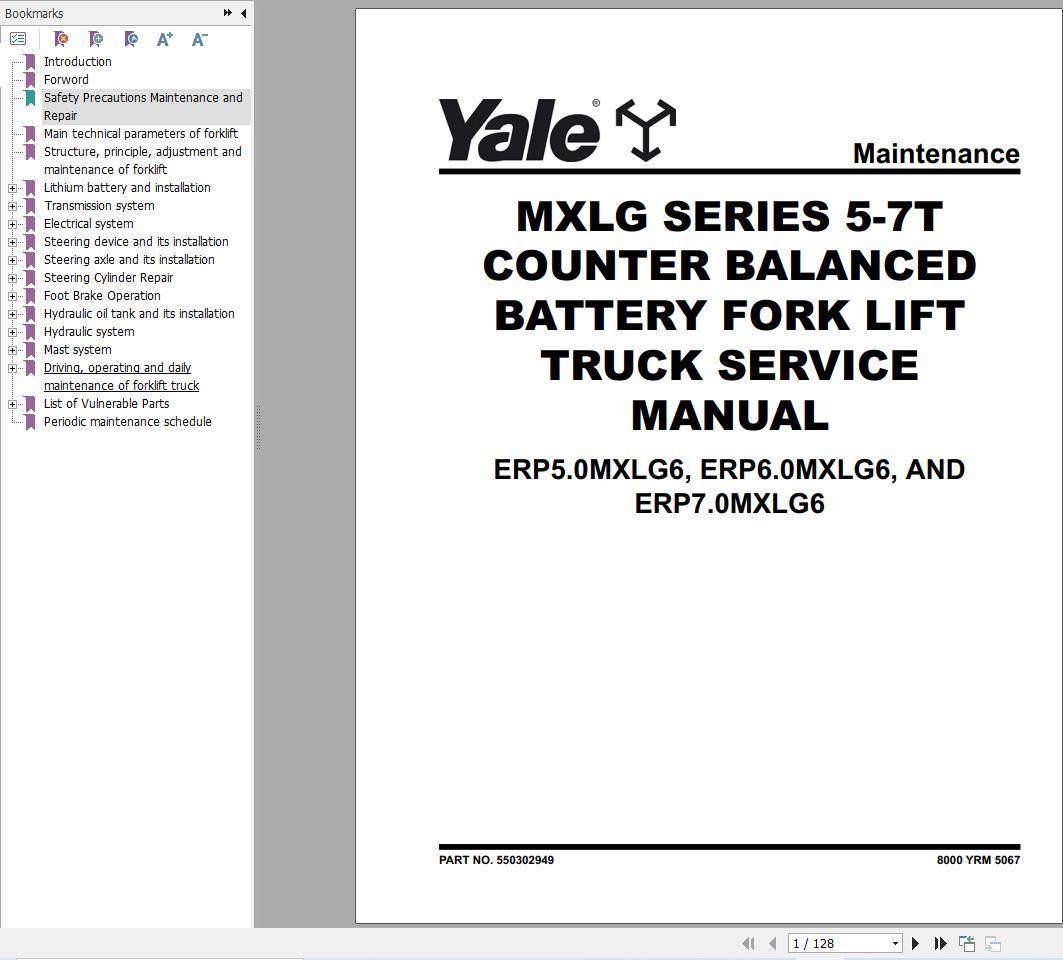 Yale ERP5.0MXLG6 ERP6.0MXLG6 ERP7.0MXLG6 (A6A8) Service Manual 2024 (1)