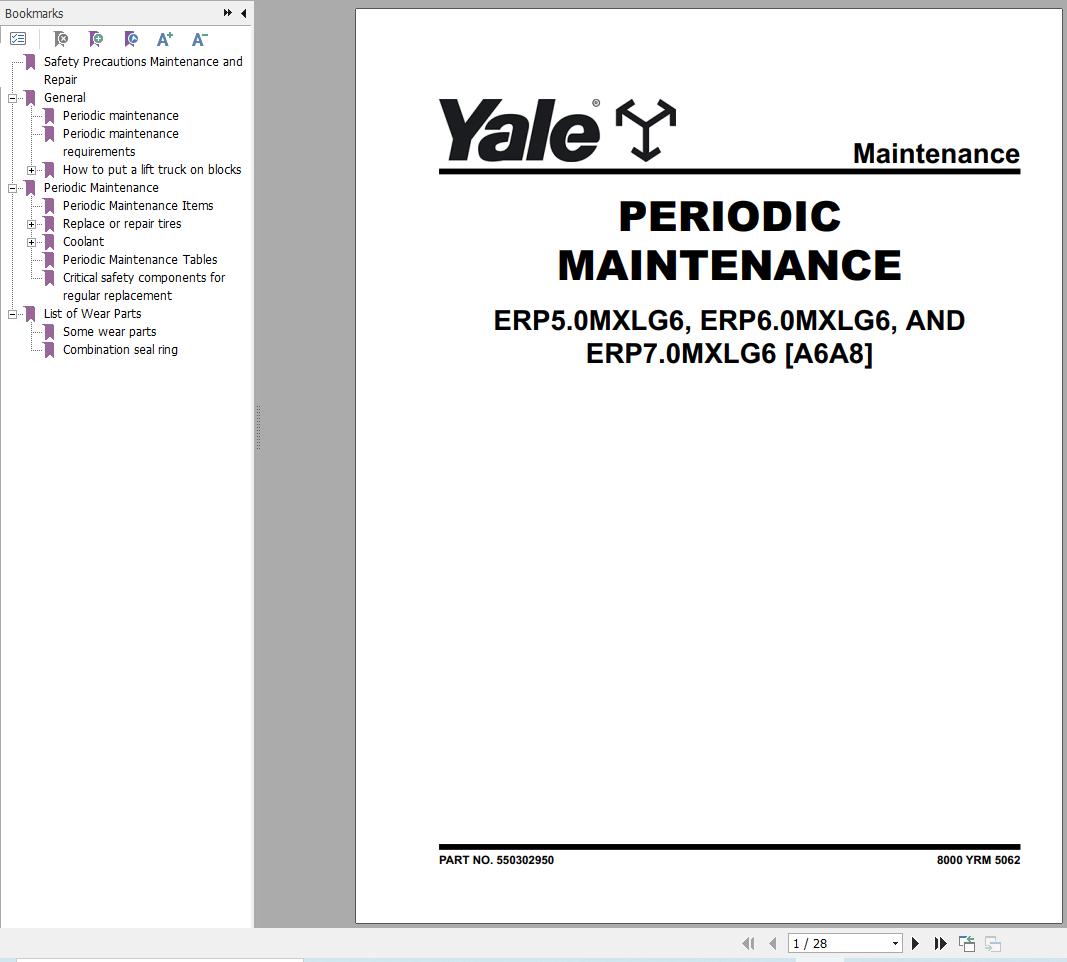 Yale ERP5.0MXLG6 ERP6.0MXLG6 ERP7.0MXLG6 (A6A8) Service Manual 2024 (2)