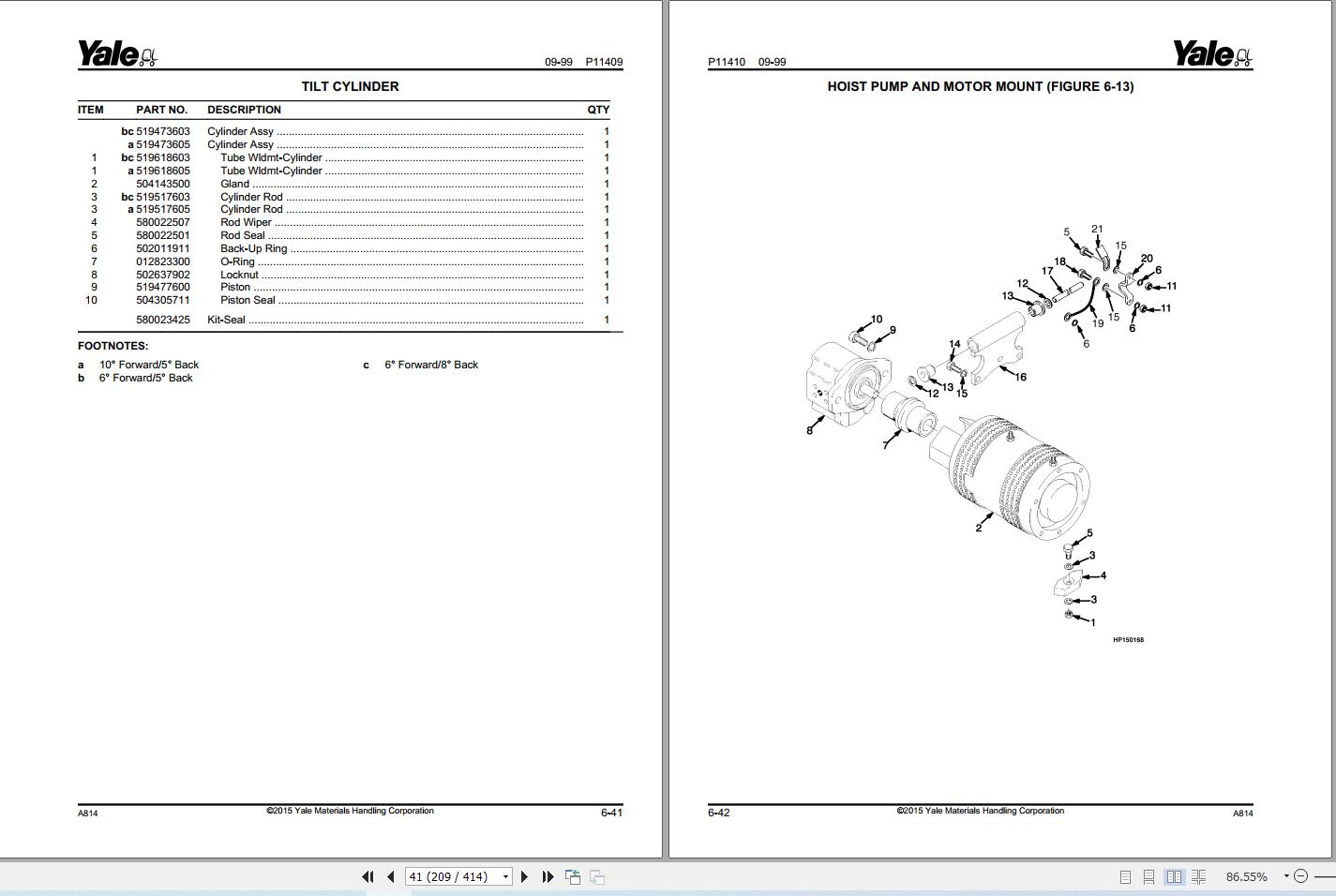 Yale Forklift ERC030AG ERC030BG (A814) Parts Manual (2)