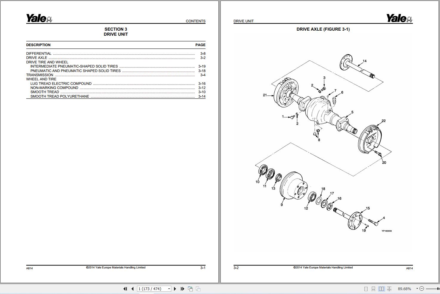 Yale Forklift ERC16AAF ERP16AAF ERC20AAF ERP20AAF (A814) Parts Manual (2)