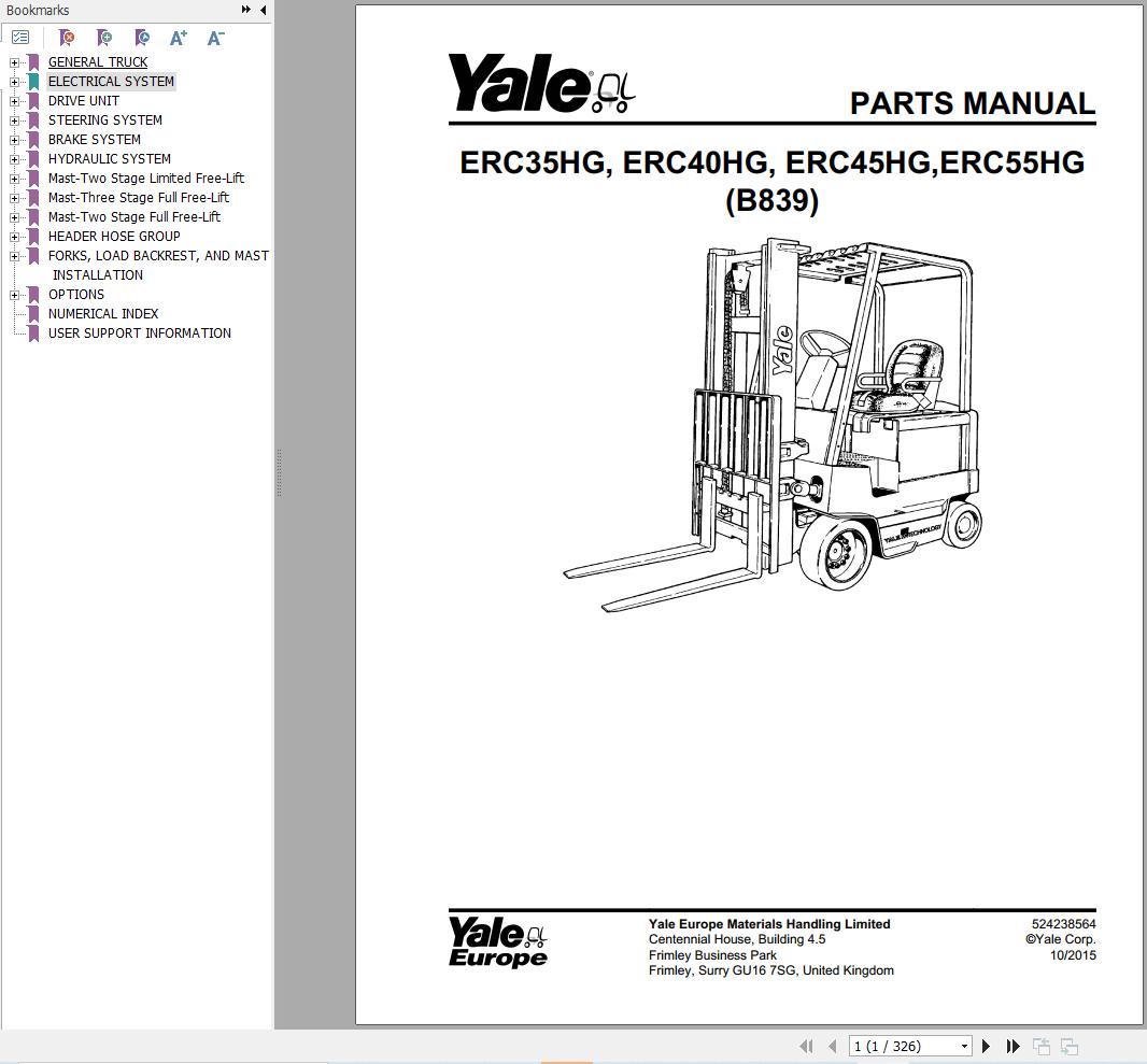 Yale Forklift ERC35HG ERC40HG ERC45HG ERC55HG (B839) Parts Manual (1)