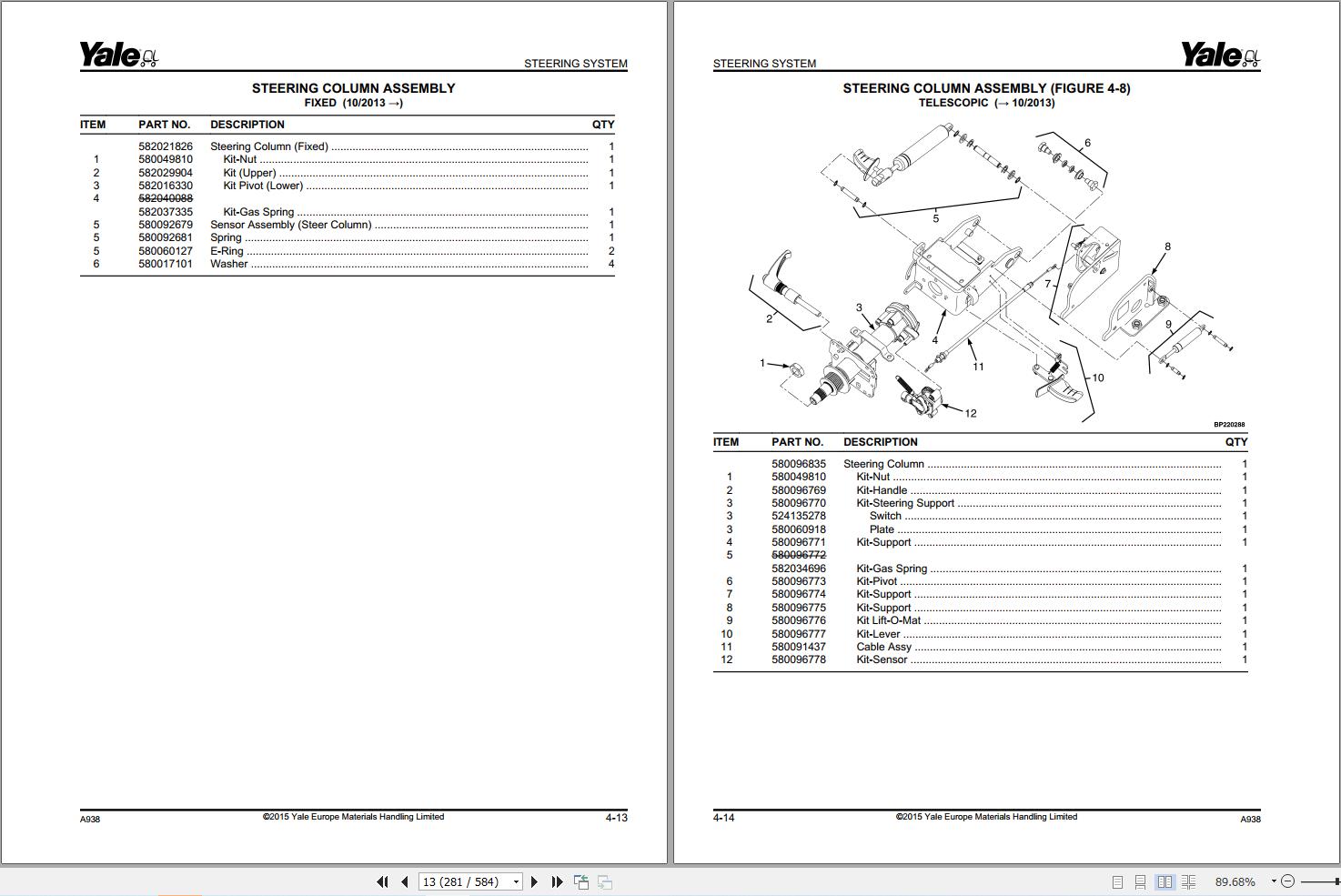 Yale Forklift ERC40VH ERC50VH ERC50VHS ERC55VH (A938) Parts Manual (2)