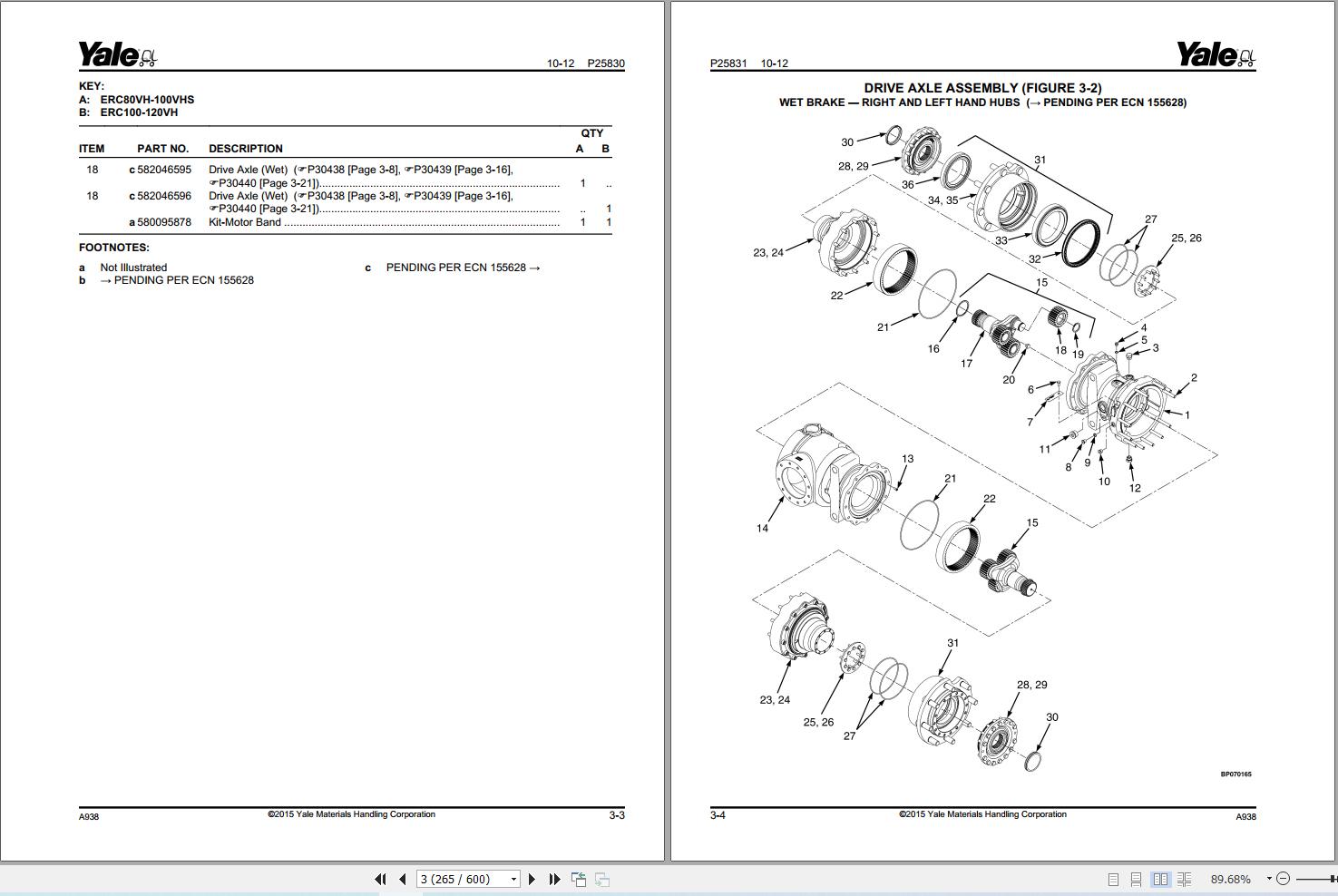 Yale Forklift ERC80VH ERC100VH ERC100VHS ERC120VH (A938) Parts Manual (2)
