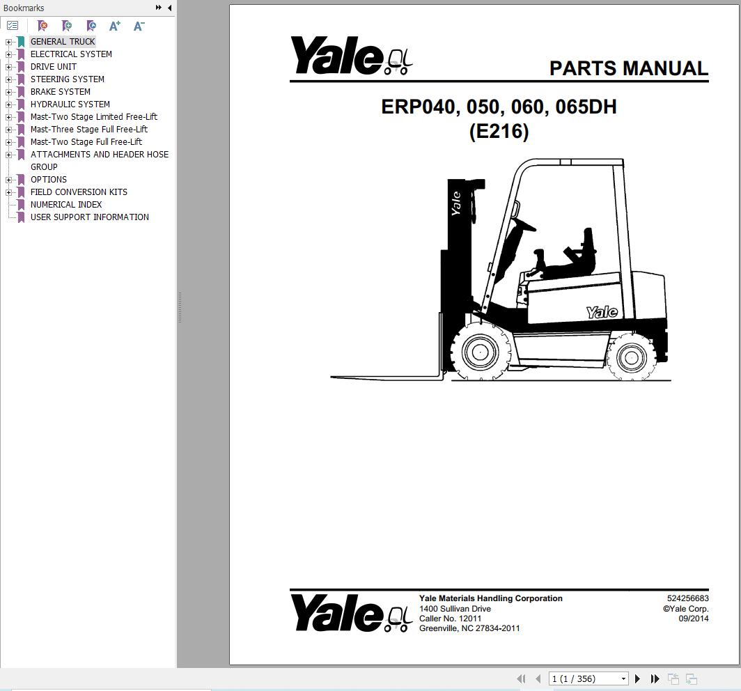 Yale Forklift ERP040DH ERP050DH ERP060DH ERP065DH (E216) Parts Manual (1)