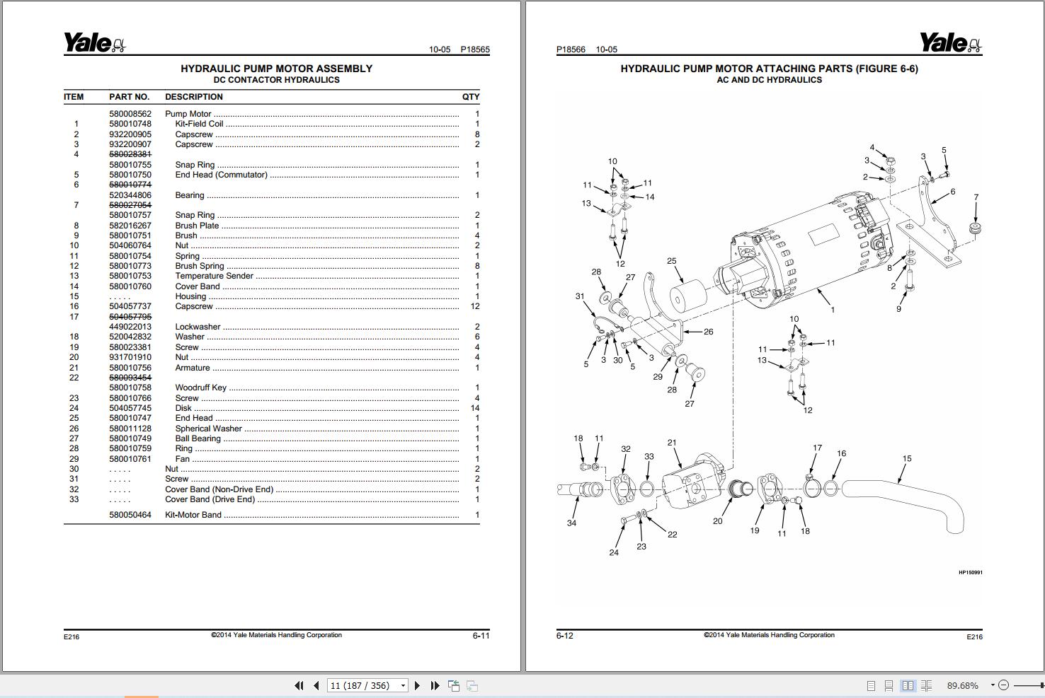 Yale Forklift ERP040DH ERP050DH ERP060DH ERP065DH (E216) Parts Manual (2)