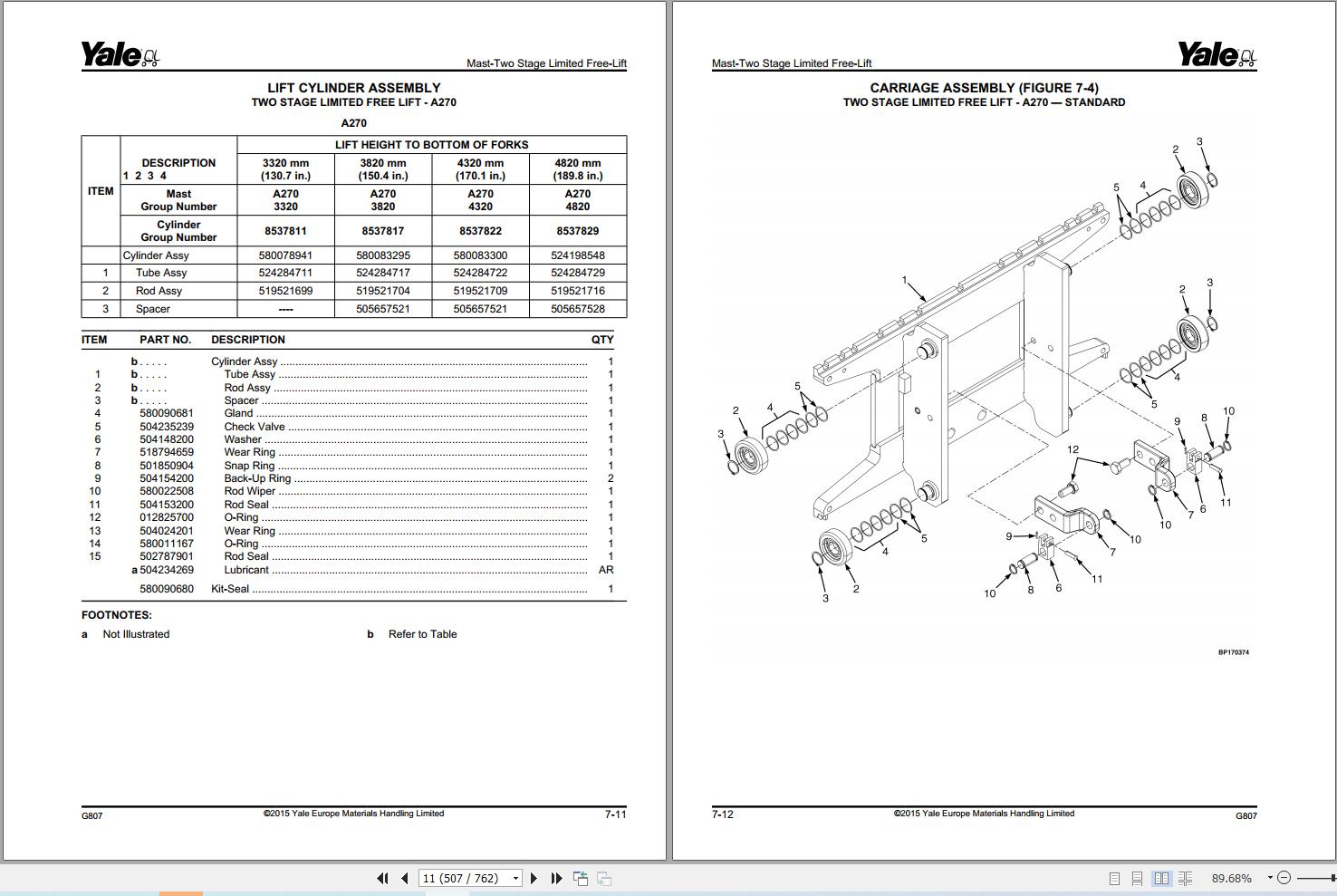Yale Forklift ERP15VT ERP16VT ERP18VT ERP20VT (G807) Parts Manual (2)