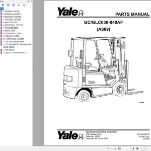 Yale Forklift GC030 040AF GLC030 040AF (A809) Parts Manual (1)