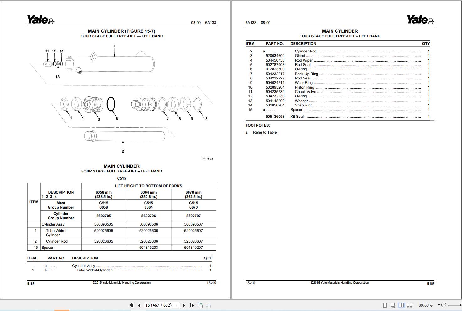 Yale Forklift GC040RG GC050RG GLC040RG GLC050RG (E187) Parts Manual (2)
