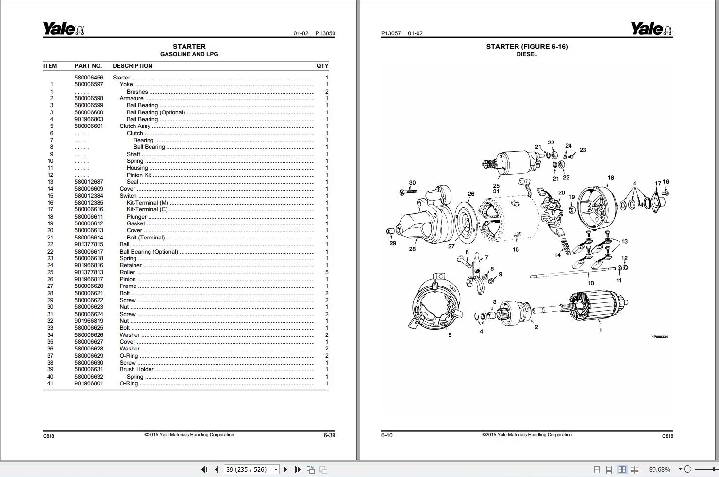 Yale Forklift GC070LJ to GC120MJ BCS (C818) Parts Manual (2)