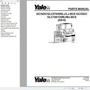Yale Forklift GC070LJ to GLC120MJ BCS (D818) Parts Manual (1)