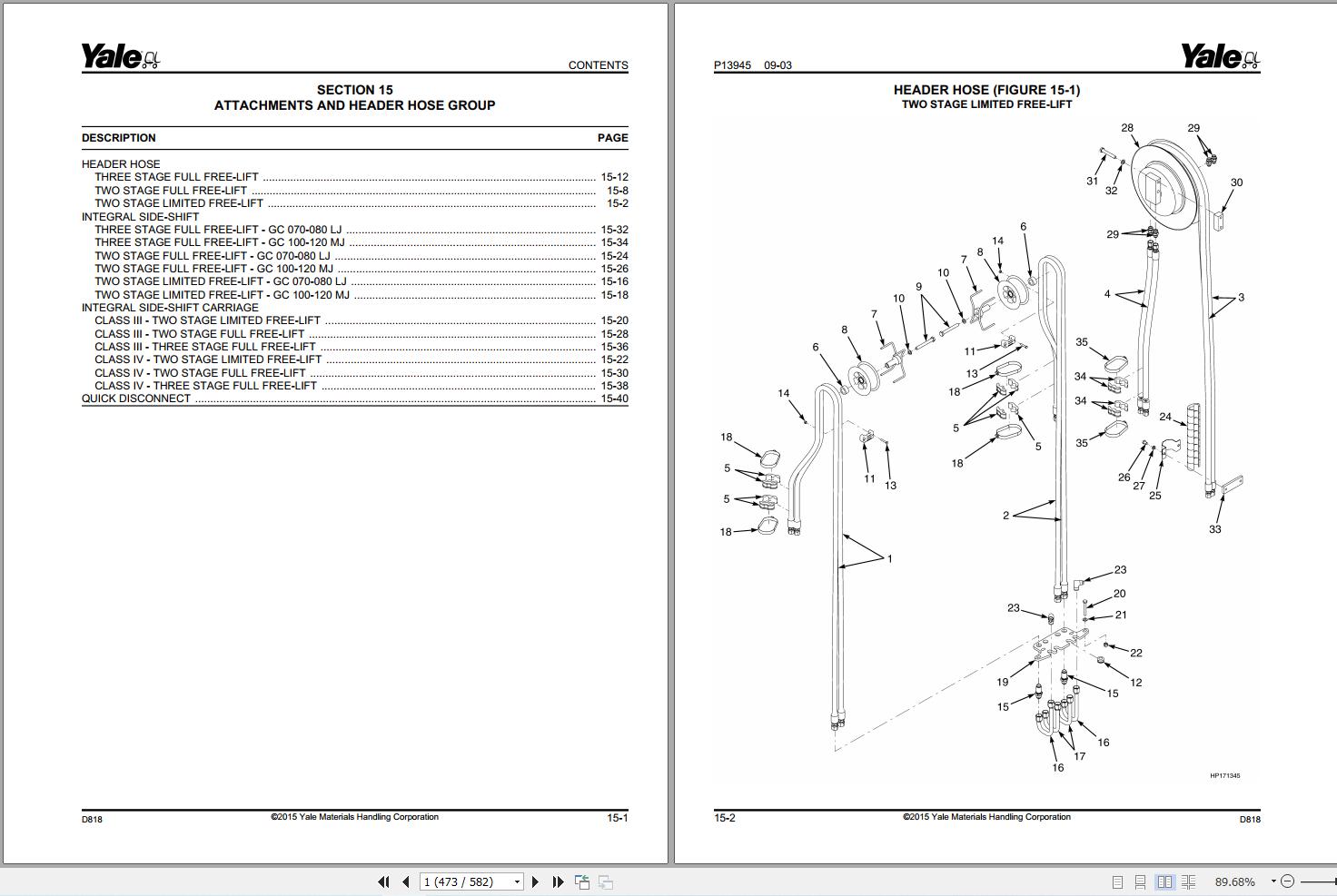 Yale Forklift GC070LJ to GLC120MJ BCS (D818) Parts Manual (2)