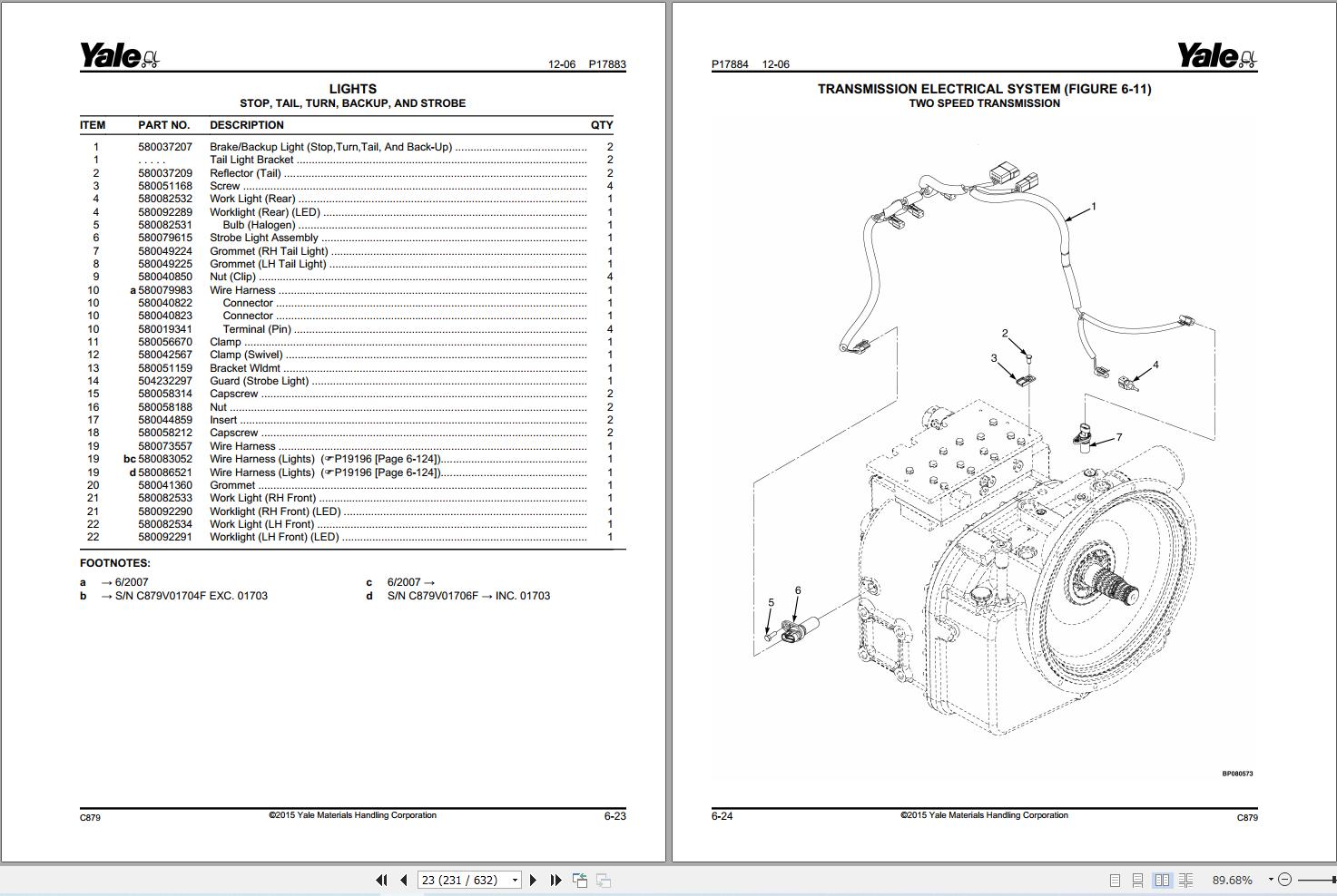 Yale Forklift GC135VX to GLC155VX (C879) Parts Manual (2)