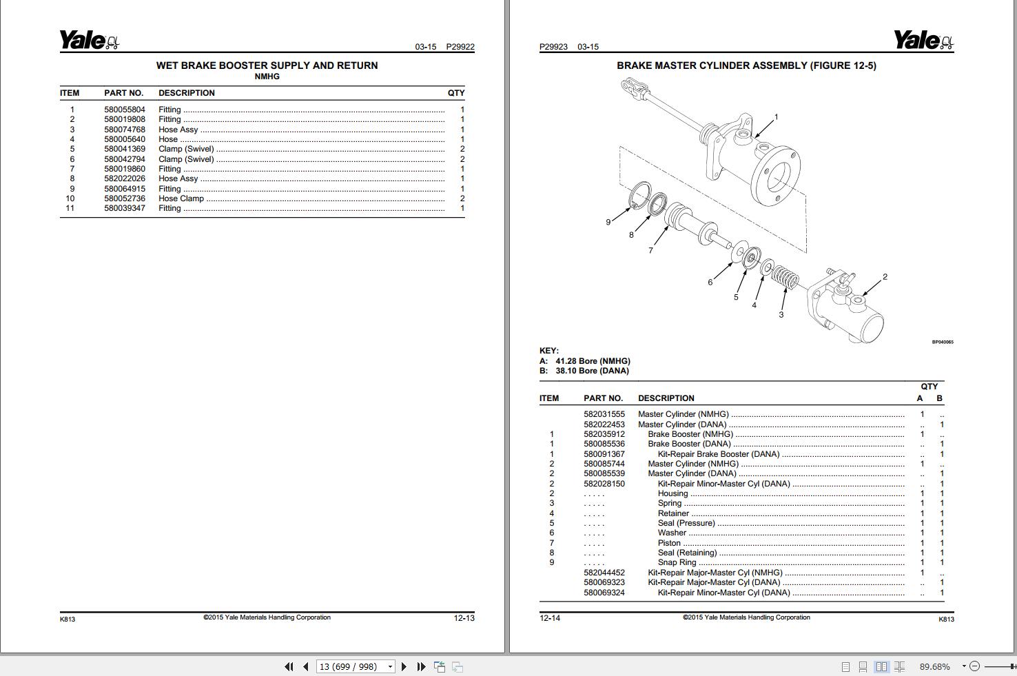 Yale Forklift GD80 120VX GLP80 120VX GDP80 120VX (K813) Parts Manual (2)