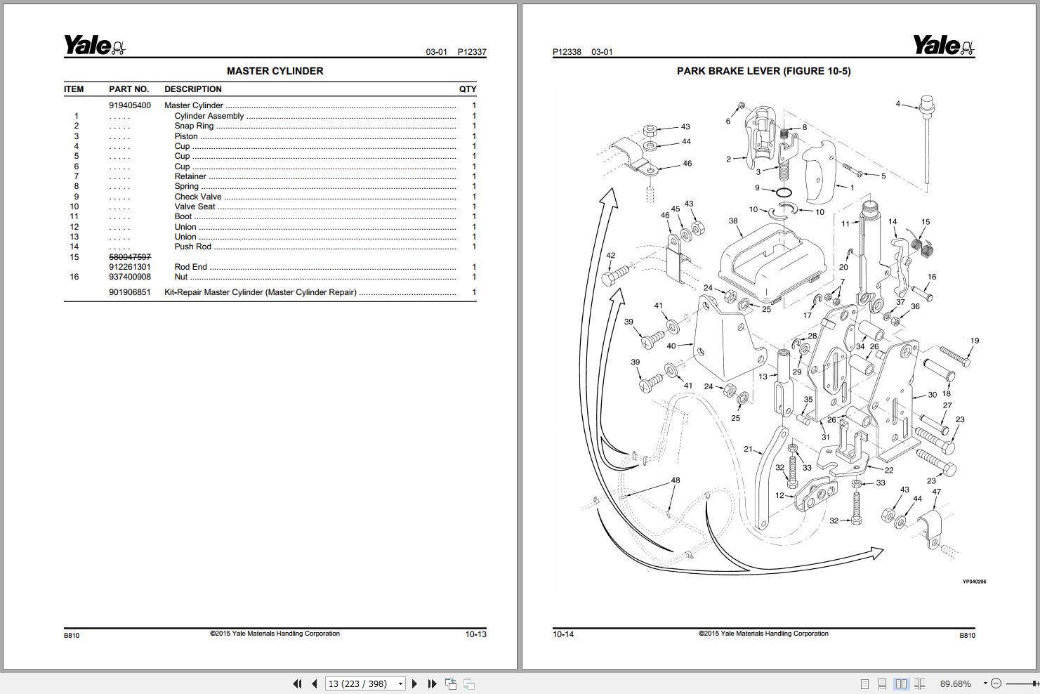 Yale Forklift GDP030AF GDP040AF (B810) Parts Manual (2)