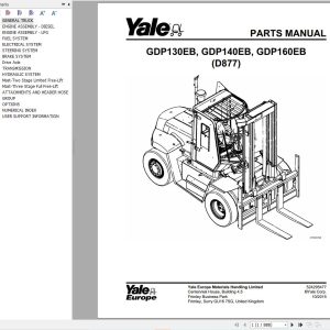 Yale Forklift GDP130EB GDP140EB GDP160EB (D877) Parts Manual (1)