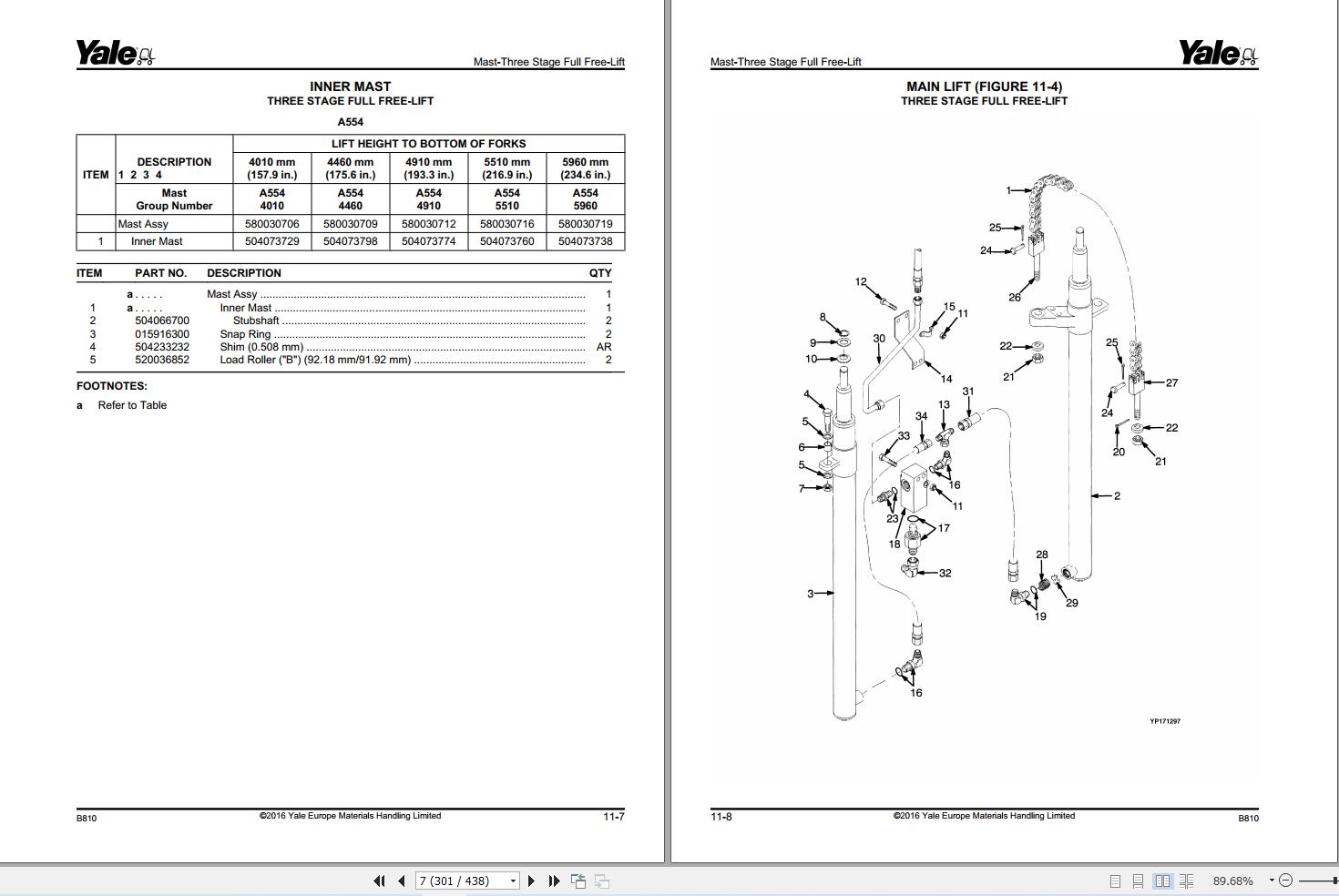 Yale Forklift GDP16AF GDP20AF GLP16AF GLP20AF (B810) Parts Manual (3)