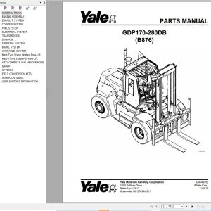 Yale Forklift GDP170DB to GDP280DB (B876) Parts Manual (1)