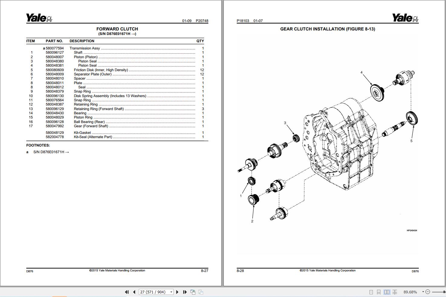 Yale Forklift GDP170DB to GLP23 (D876) Parts Manual (2)