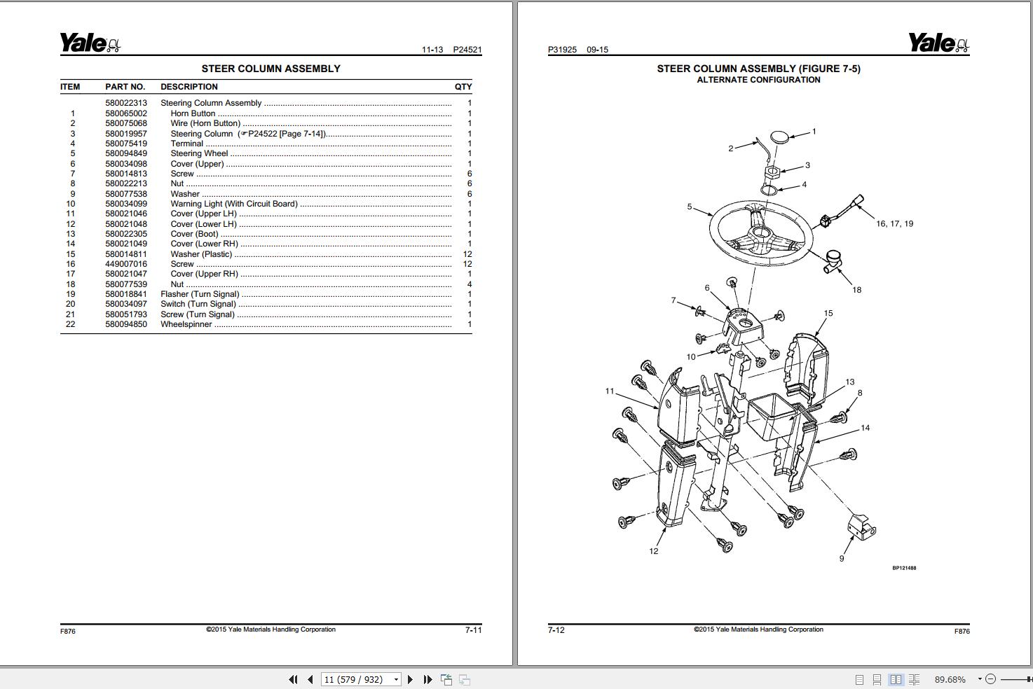 Yale Forklift GDP190DC to GDP280DC (F876) Parts Manual (2)