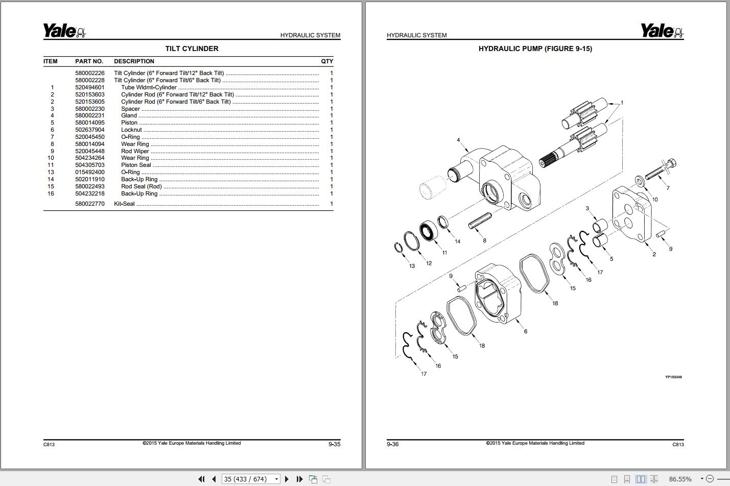 Yale Forklift GDP35LJ to GLP55MJ (C813) Parts Manual (3)