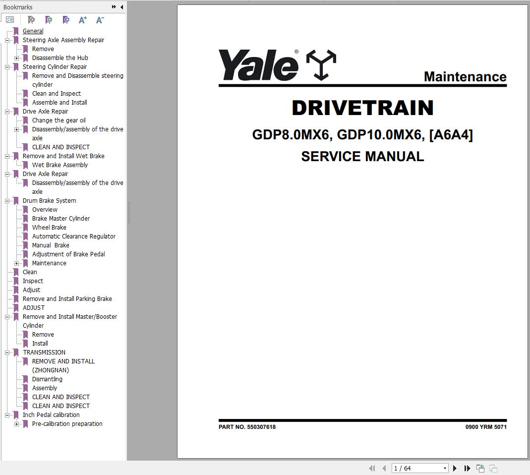 Yale Forklift GDP8.0MX6 GDP10.0MX6 (A6A4) Service Manual 2025 (2)