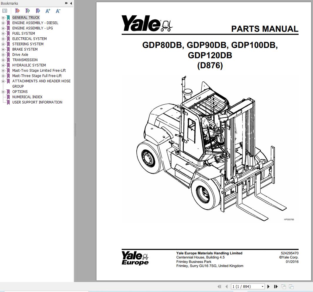 Yale Forklift GDP80DB GDP90DB GDP100DB GDP120DB (D876) Parts Manual (1)