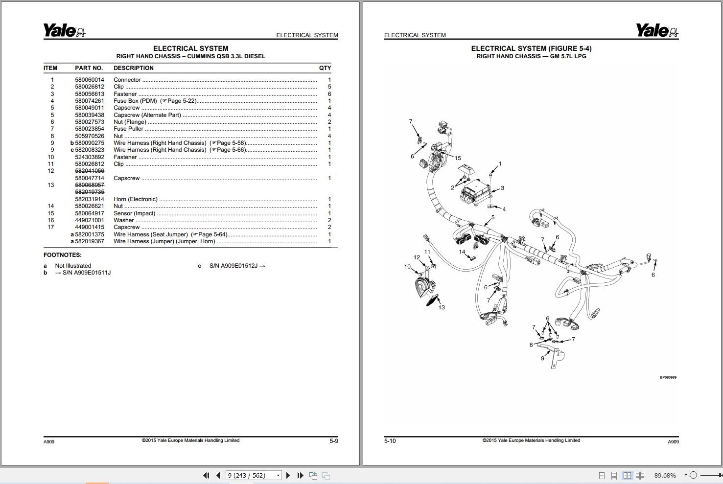 Yale Forklift GDP80VX GDP90VX GDP80VX9 GLP80VX9 (A909) Parts Manual (2)