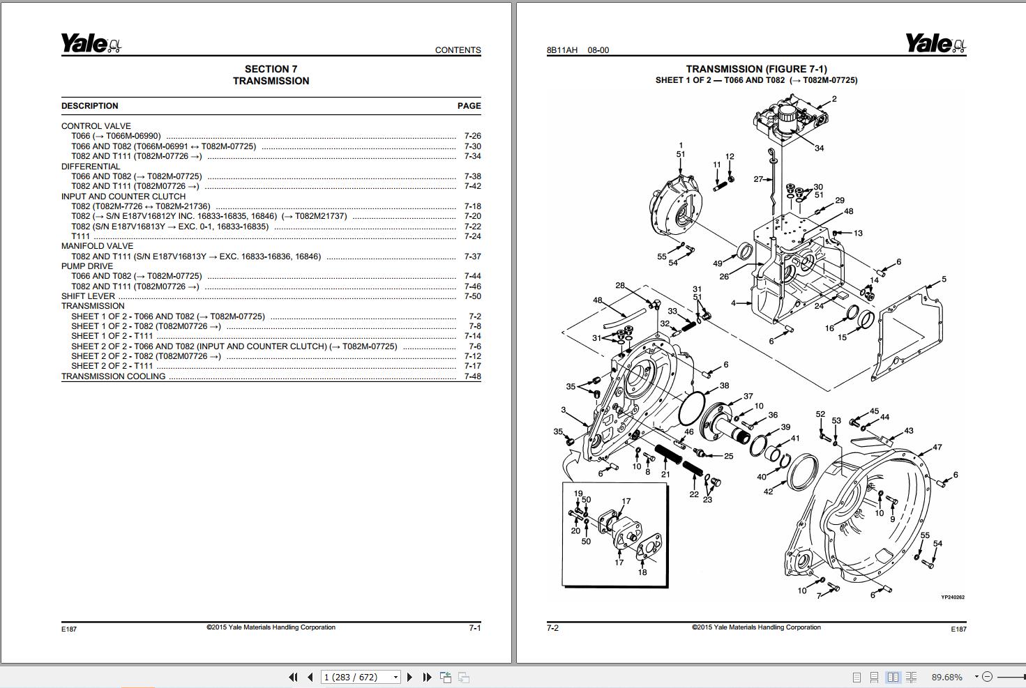 Yale Forklift GLC050ZG GLC060ZG GLC065ZG (E187) Parts Manual (2)