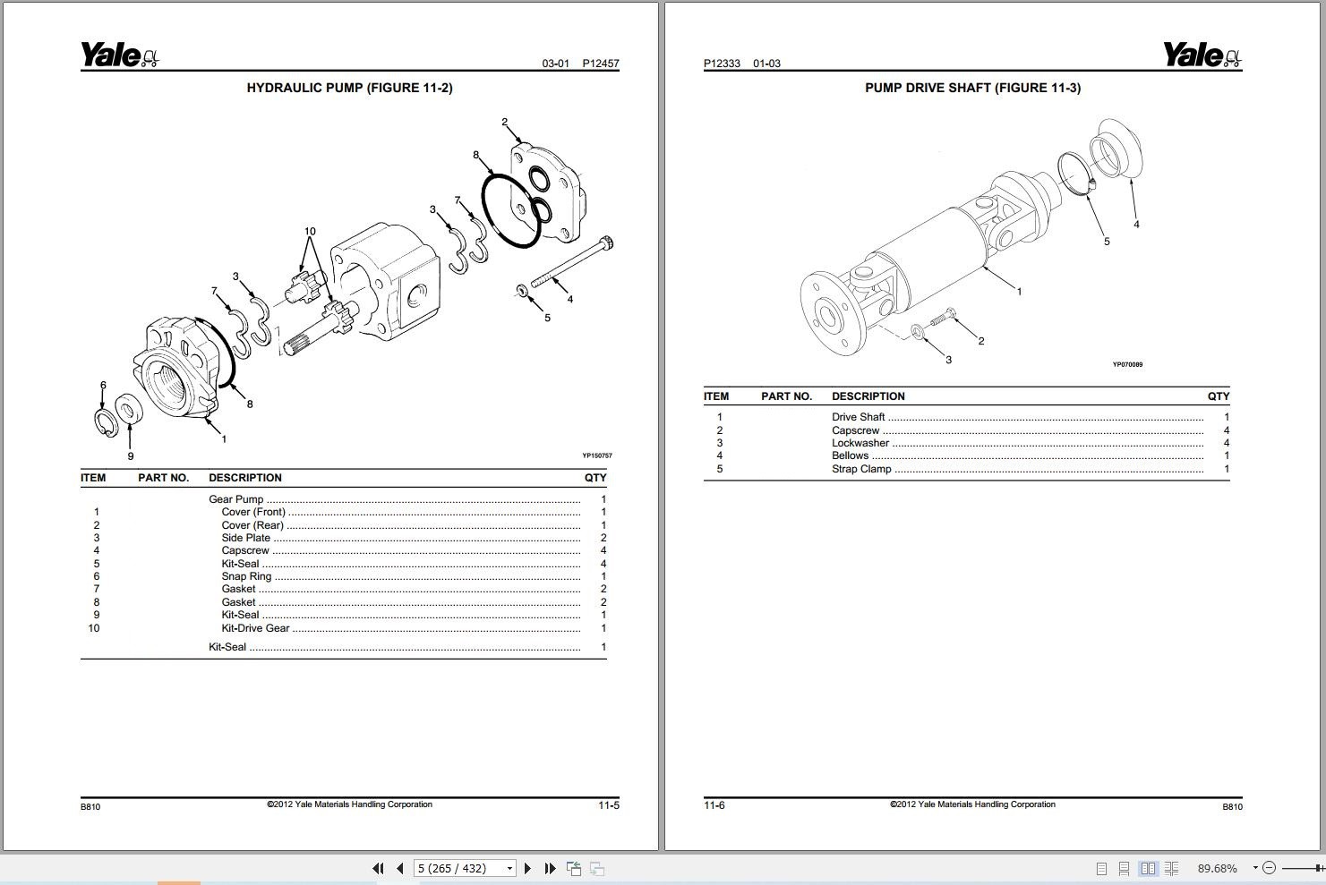 Yale Forklift GLP030AF GLP040AF GP030AF GP040AF (B810) Parts Manual (2)