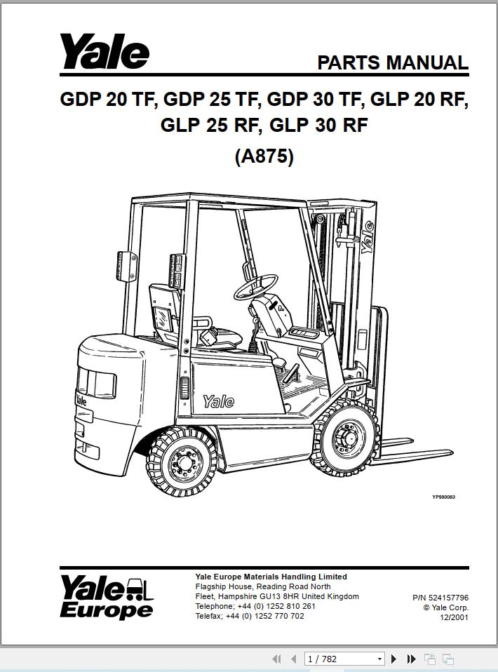Yale Forklift GLP20RF to GDP30TF (A875) Parts Manual (2)