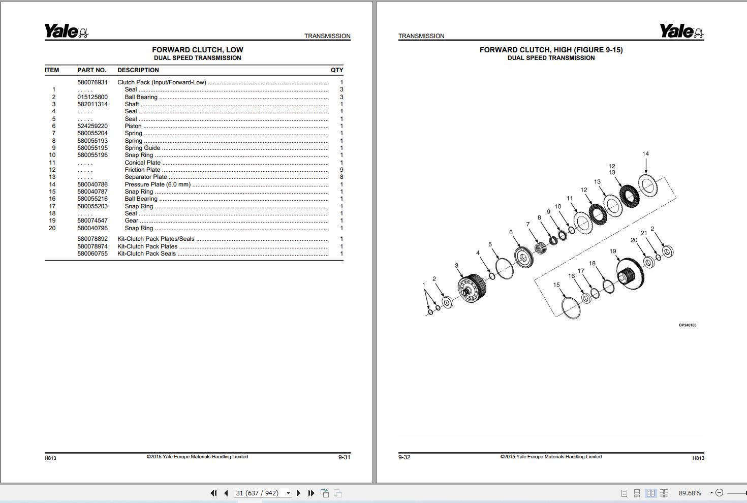 Yale Forklift GLP40VX5 to GDP55VX (H813) Parts Manual (2)