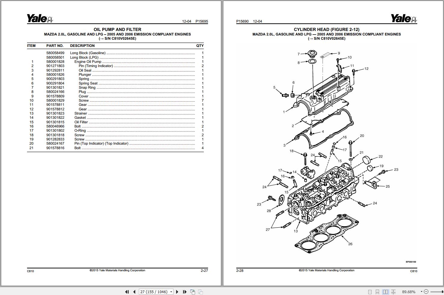 Yale Forklift GP030VX to GLP040SVX (C810) Parts Manual (2)