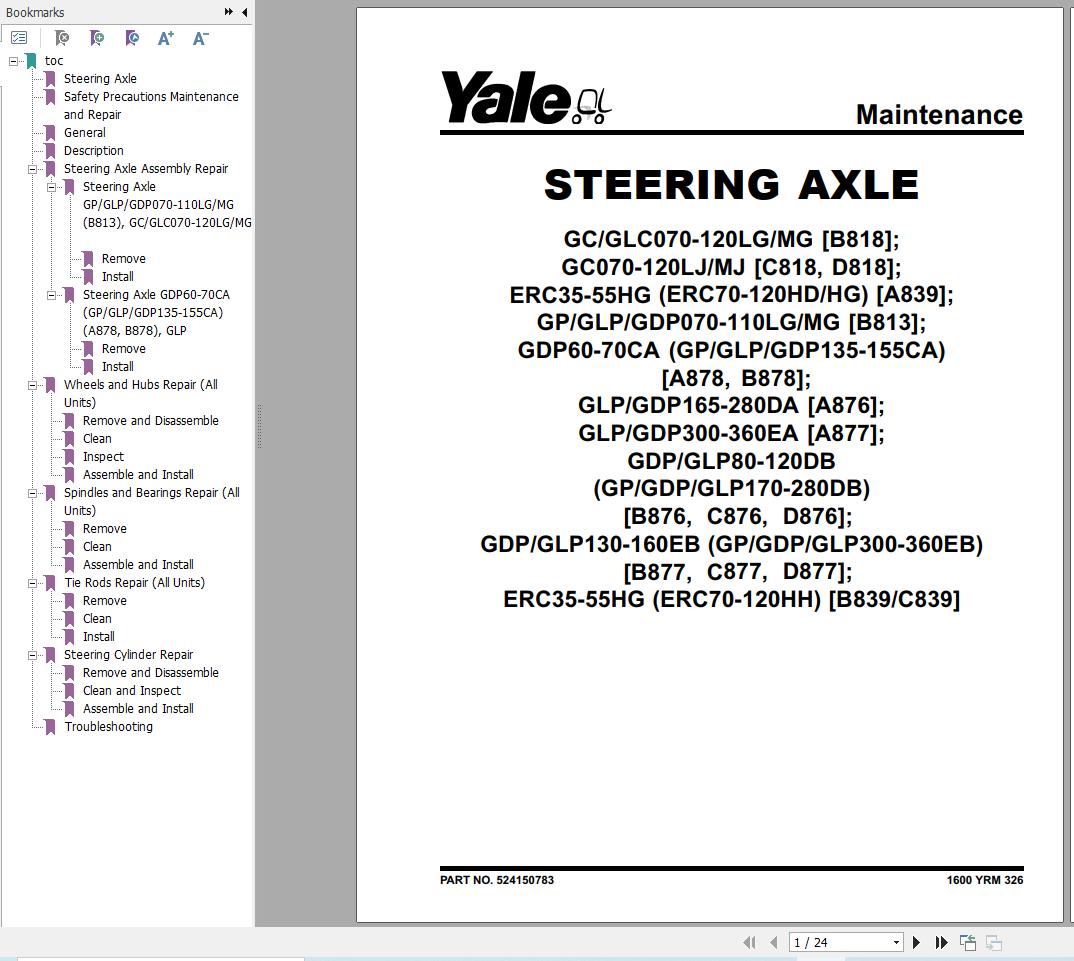 Yale Forklift GP135 155CA GLP135 155CA GDP135 155CA (B878) Service Manual 2024 (2)
