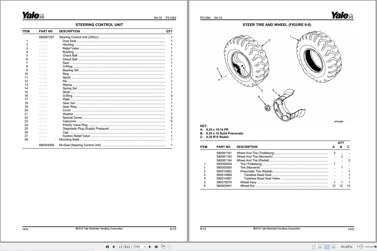 Yale Forklift GP135VX to GDP155VX (F878) Parts Manual (2)