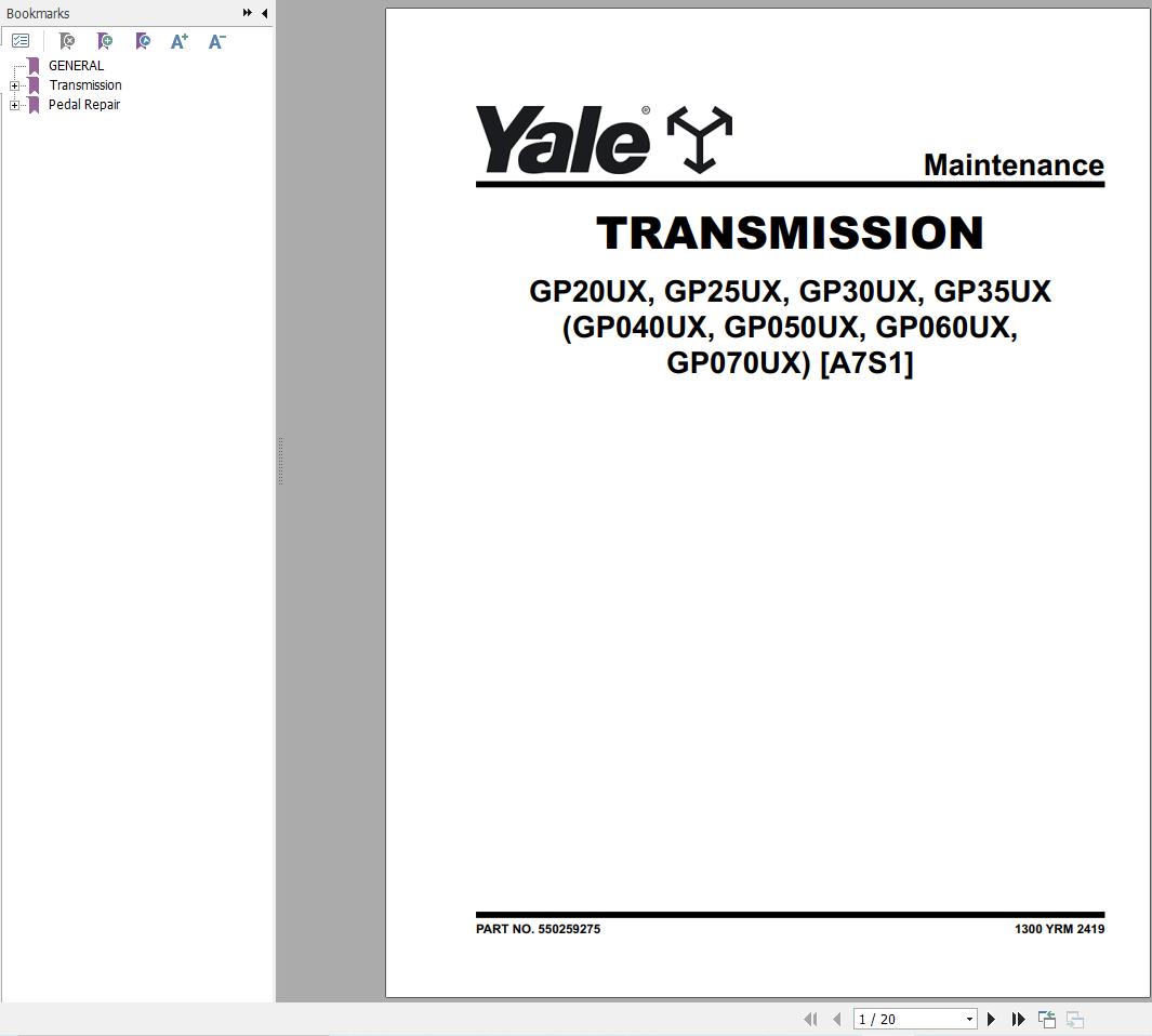 Yale Forklift GP20UX to GP070UX (A7S1) Service Manual 2025 (2)