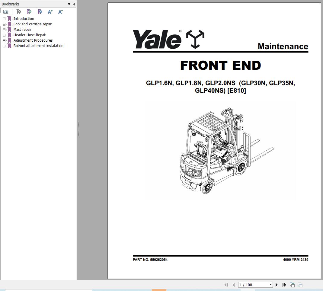 Yale Forklift GP30N to GLP40NS (E810) Service Manual 2025 (1)
