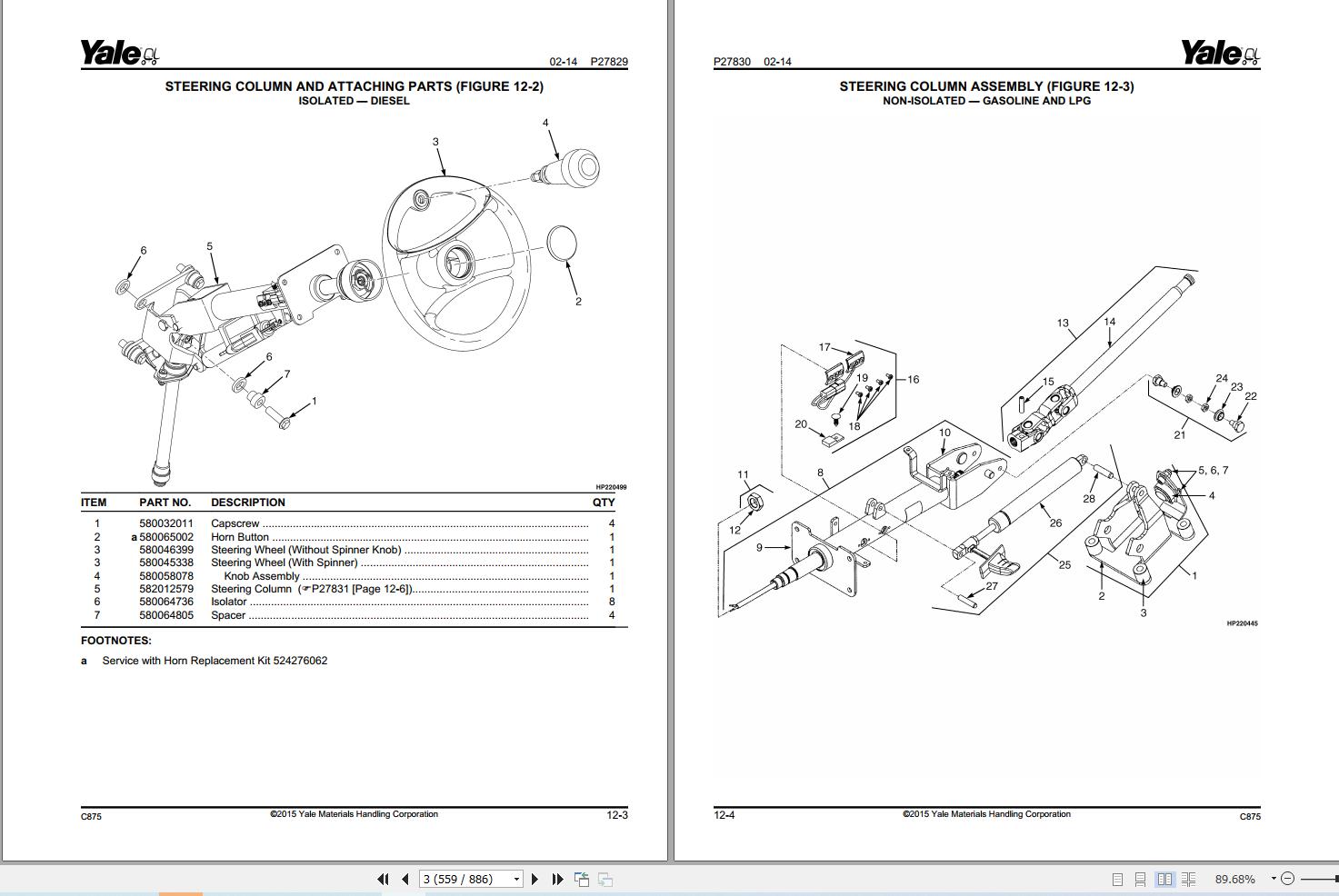 Yale Forklift GP40 70VX GLP40 70VX GDP40 70VX (C875) Parts Manual (2)