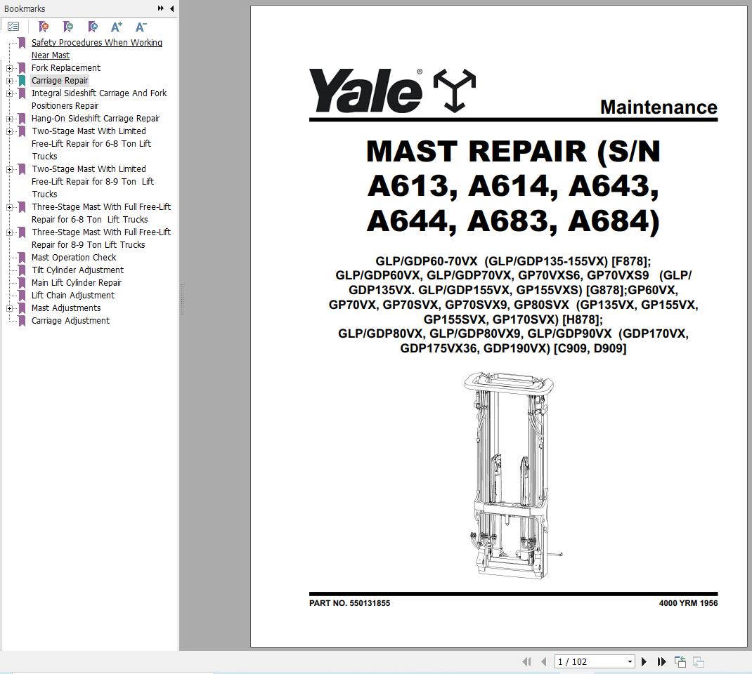 Yale Forklift GP60VX to GP80SVX (G878) Service Manual 2024 (1)