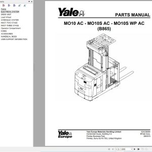 Yale Forklift MO10AC MO10SAC MO10SWPAC (B865) Parts Manual (1)