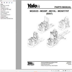 Yale Forklift MO20 MO25 MO20P MO10L MO50T (E857) Parts Manual (1)