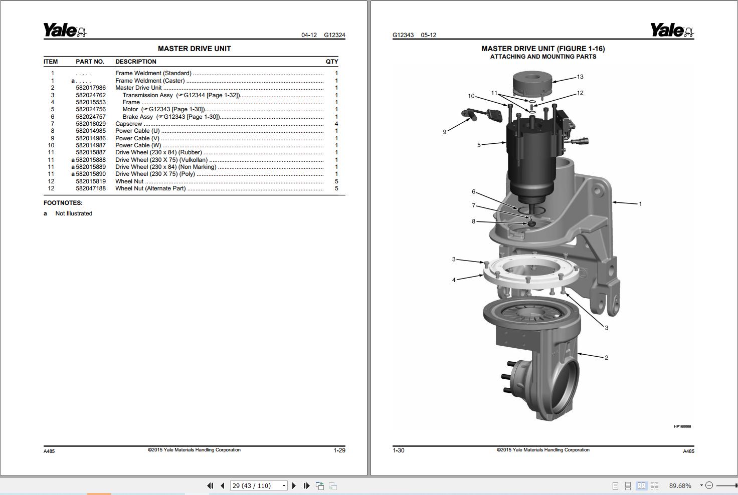 Yale Forklift MP20AP (A485) Parts Manual (2)