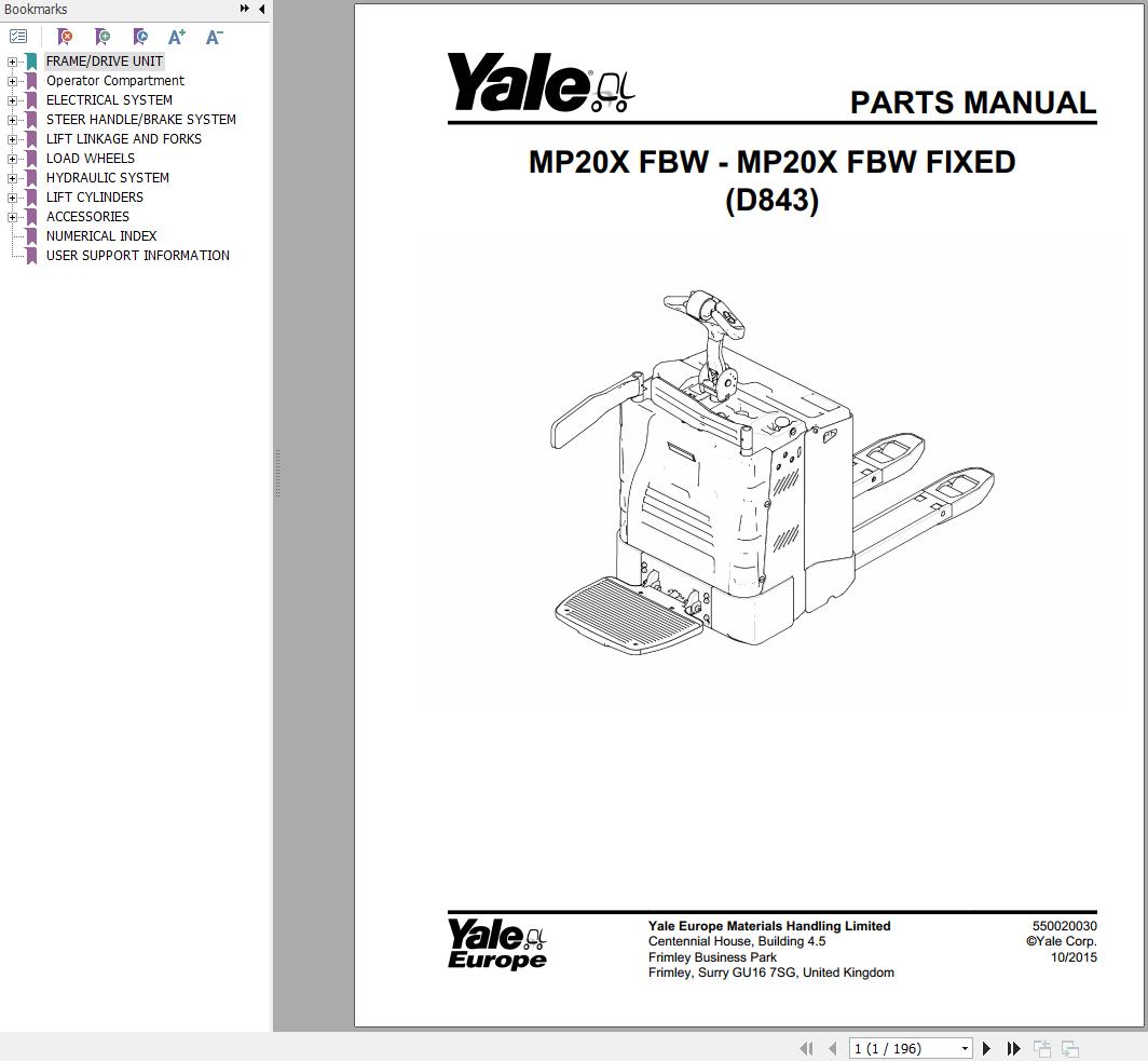 Yale Forklift MP20X (D843) Parts Manual (1)