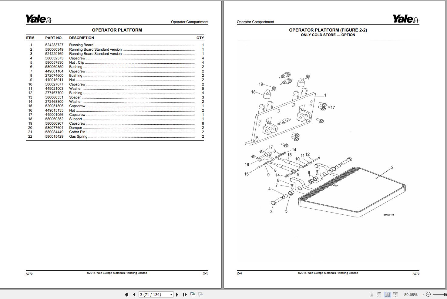 Yale Forklift MP20XV MP20XV (A979) Parts Manual (2)