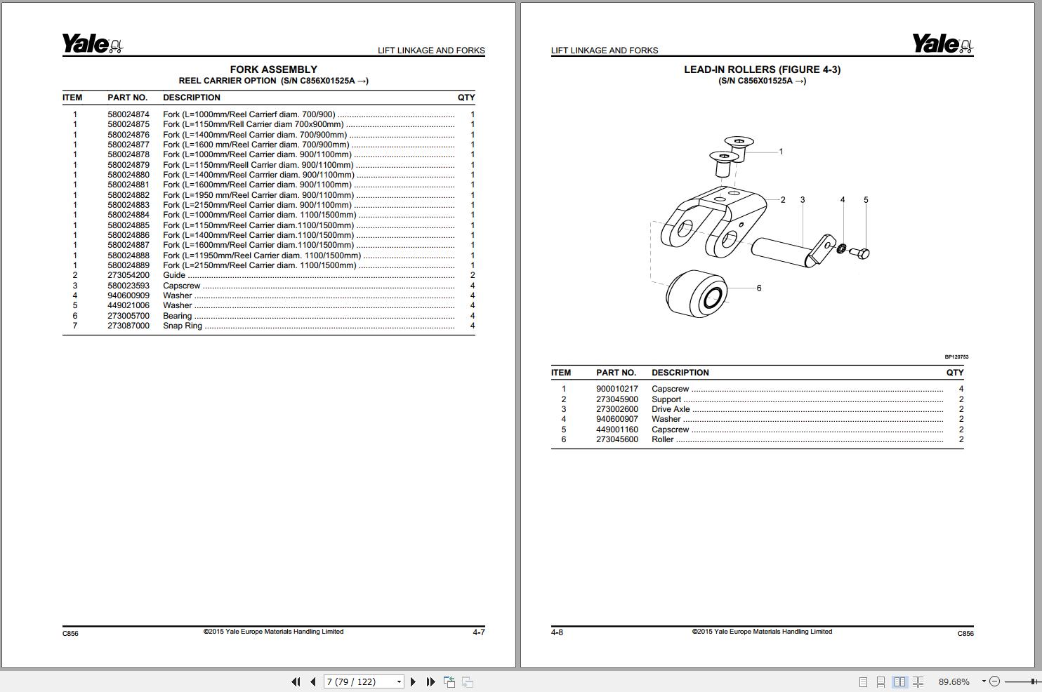 Yale Forklift MP25HD MP30HD (C856) Parts Manual (2)