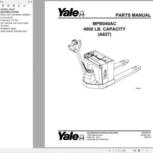 Yale Forklift MPB040AC 4000 LB. CAPACITY (A827) Parts Manual (1)
