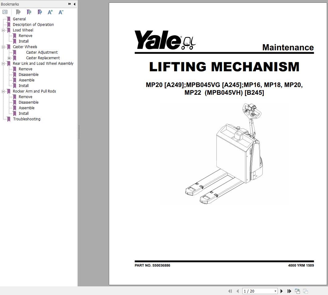 Yale Forklift MPB45VH (B245) Service Manual 2025 (2)