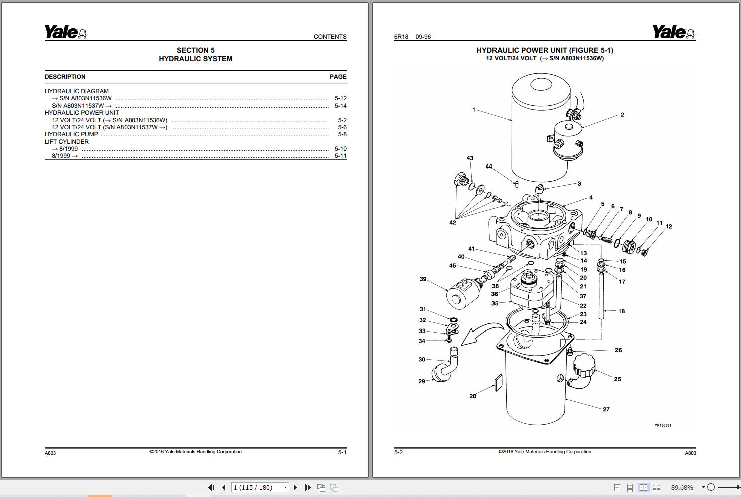 Yale Forklift MPE060LC MPE060SC MPE080LC MPE080SC (A803) Parts Manual (2)