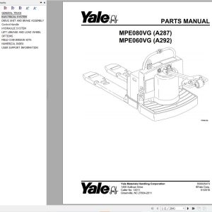 Yale Forklift MPE080VG (A287) MPE060VG (A292) Parts Manual (1)