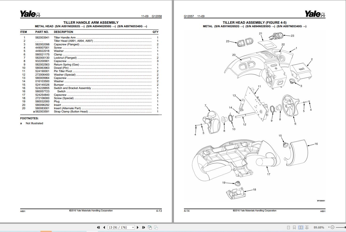Yale Forklift MPW080E (A891) MPW065E (A894) MPW060E (A897) Parts Manual (2)