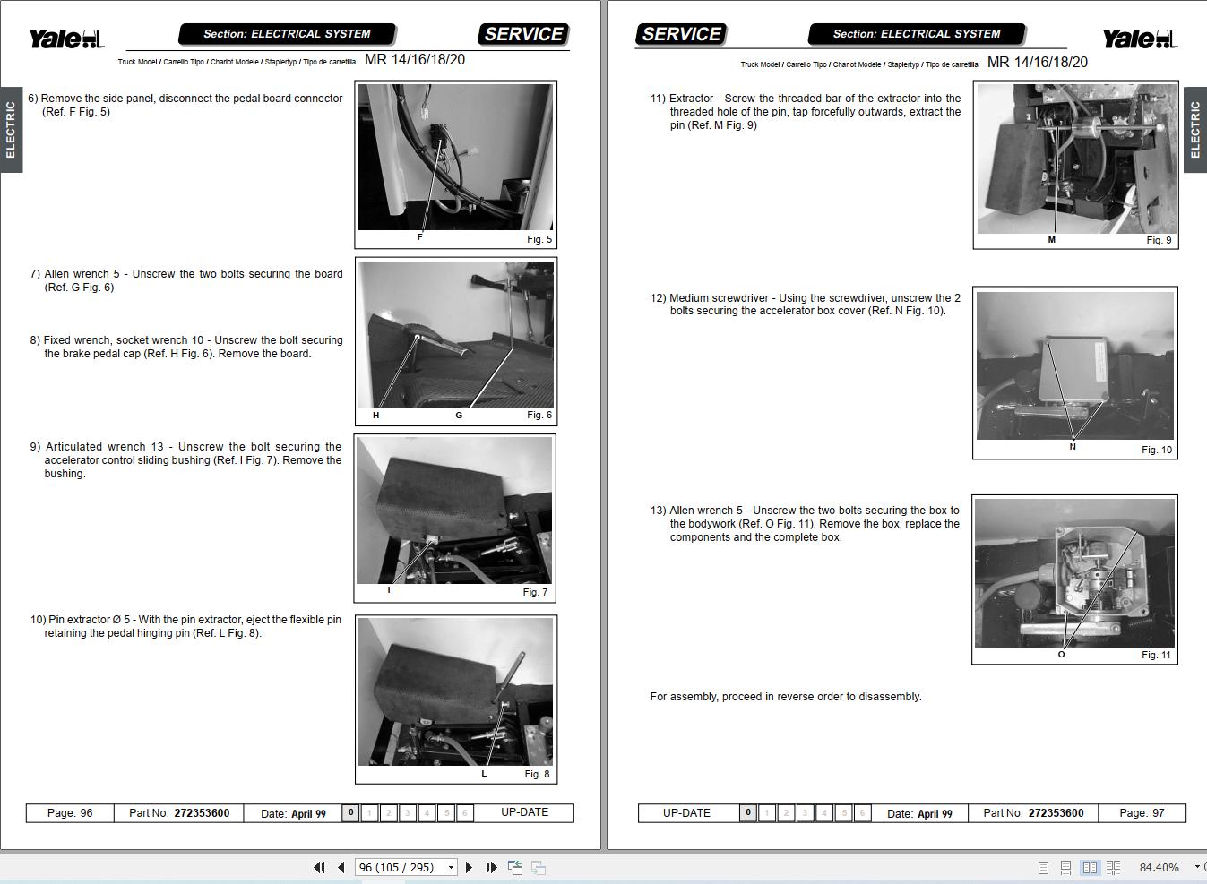 Yale Forklift MR14 MR16 MR18 MR20 (B849) Service Manual 272353600 (3)